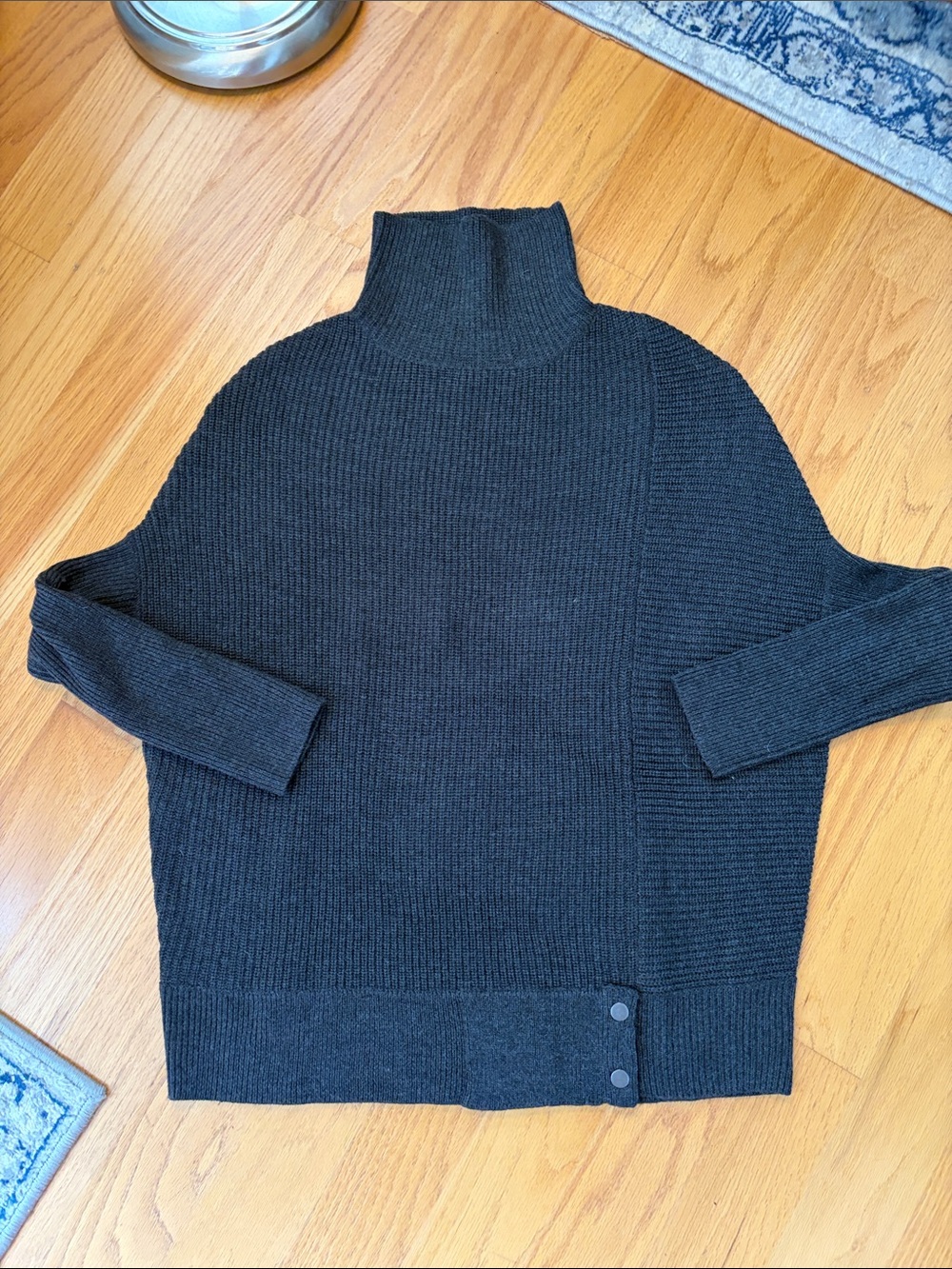 NFP Studio Charcoal Gray Merino Wool Ribplay Turtleneck Pullover Sweater XS/S